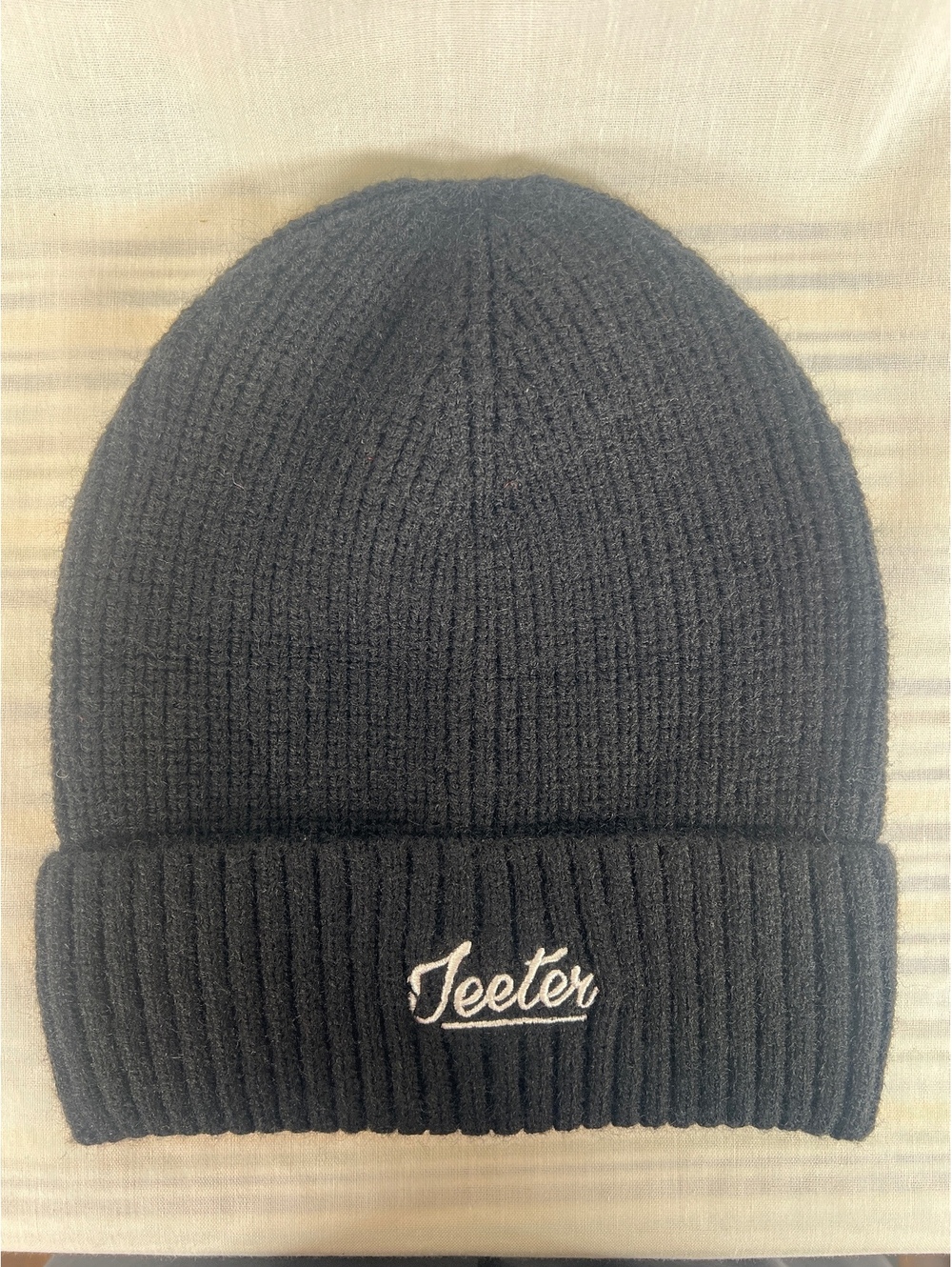 Jeeter Toque Black Ribbed Knit Cuffed Black Beanie